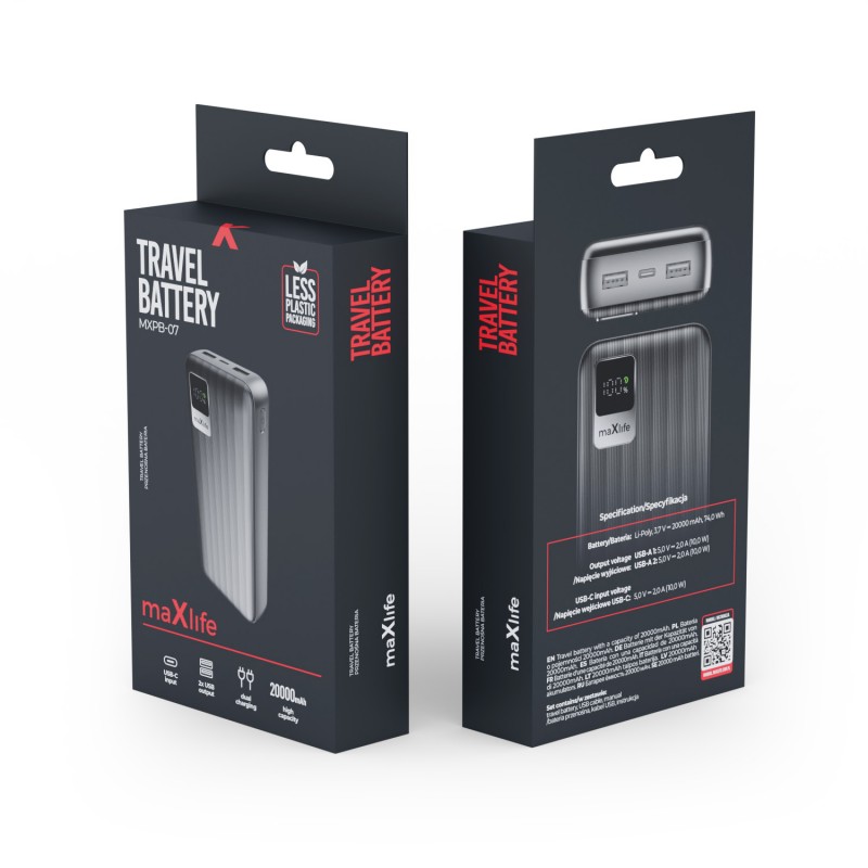 Maxlife power bank MXPB-07 20000 mAh черен
