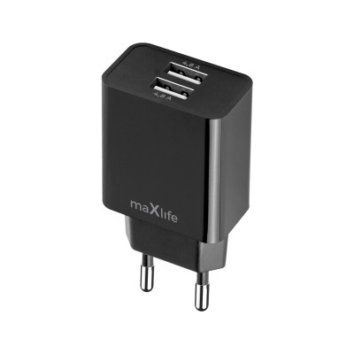 Maxlife MXTC-12 мрежово зарядно 2x USB 4.8A черно