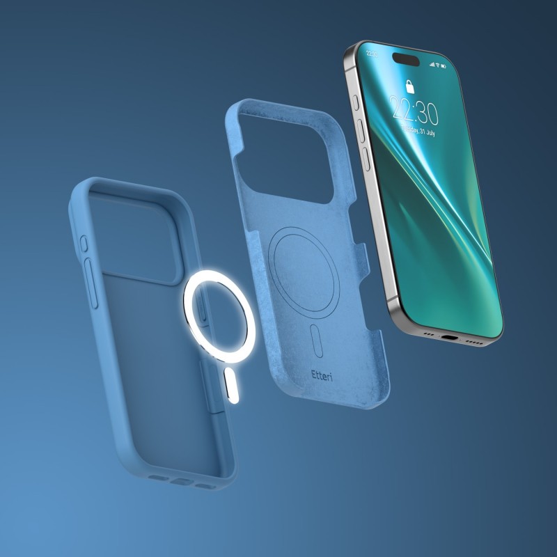 Калъф Etteri Silicone Mag за iPhone 17 Pro Max, тъмно син