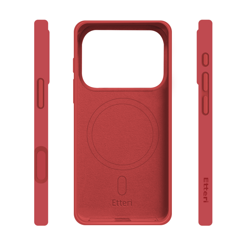 Калъф Etteri Silicone Mag за iPhone 17 Pro Max, малинов