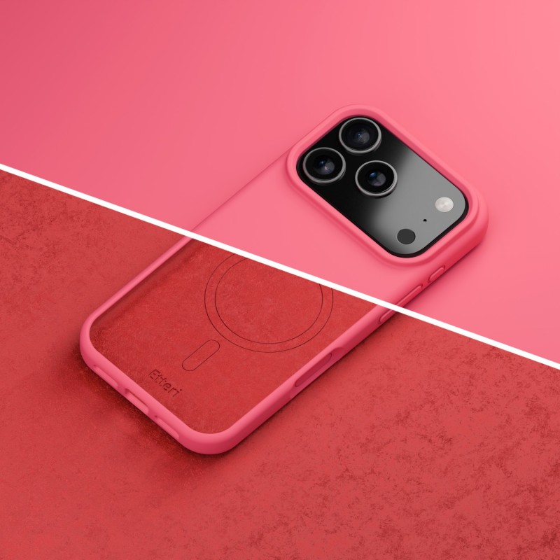 Калъф Etteri Silicone Mag за iPhone 17 Pro Max, малинов
