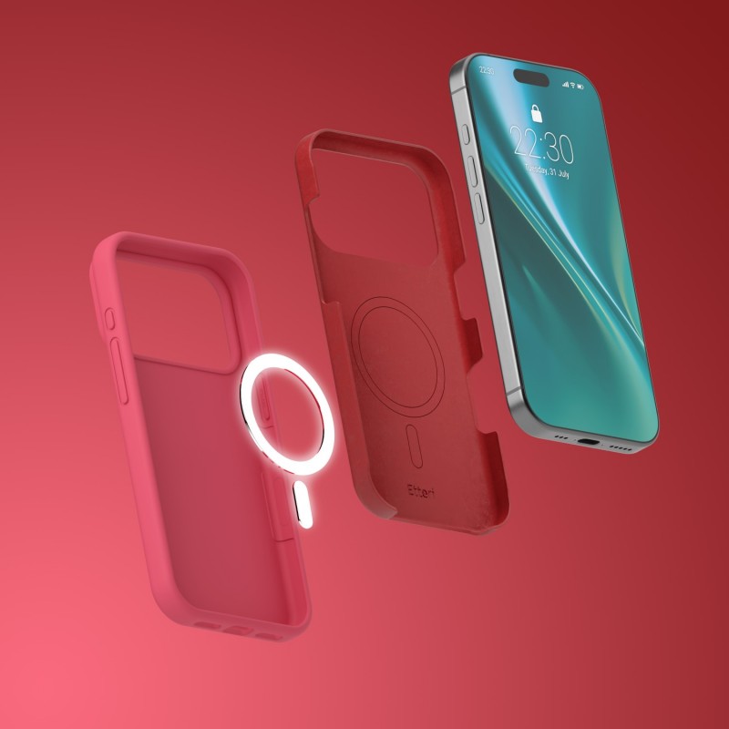 Калъф Etteri Silicone Mag за iPhone 17 Pro Max, малинов