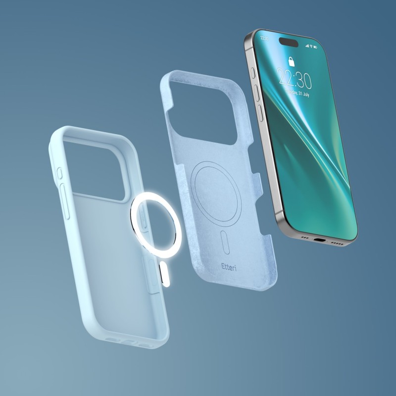 Калъф Etteri Silicone Mag за iPhone 17 Pro Max светло син