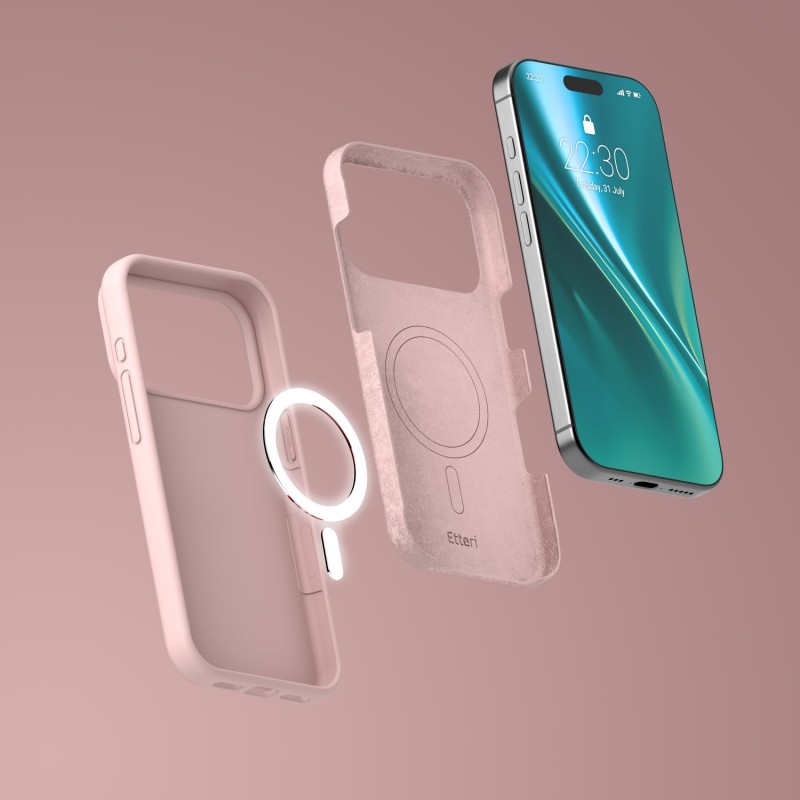 Калъф Etteri Silicone Mag за iPhone 17 Pro, светло розов