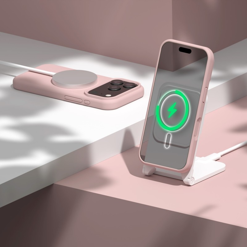Калъф Etteri Silicone Mag за iPhone 17 Pro Max, светло розов
