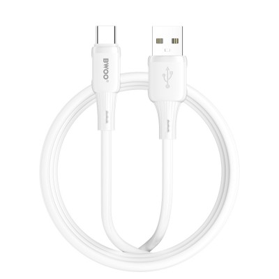 BWOO силиконов кабел 3A X329C USB - USB-C 3A 1m бял