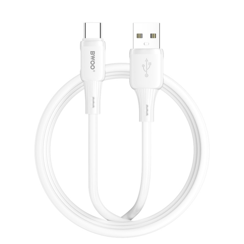 BWOO силиконов кабел 3A X329C USB - USB-C 3A 1m бял