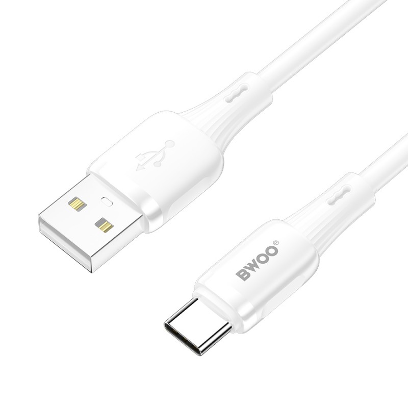 BWOO силиконов кабел 3A X329C USB - USB-C 3A 1m бял