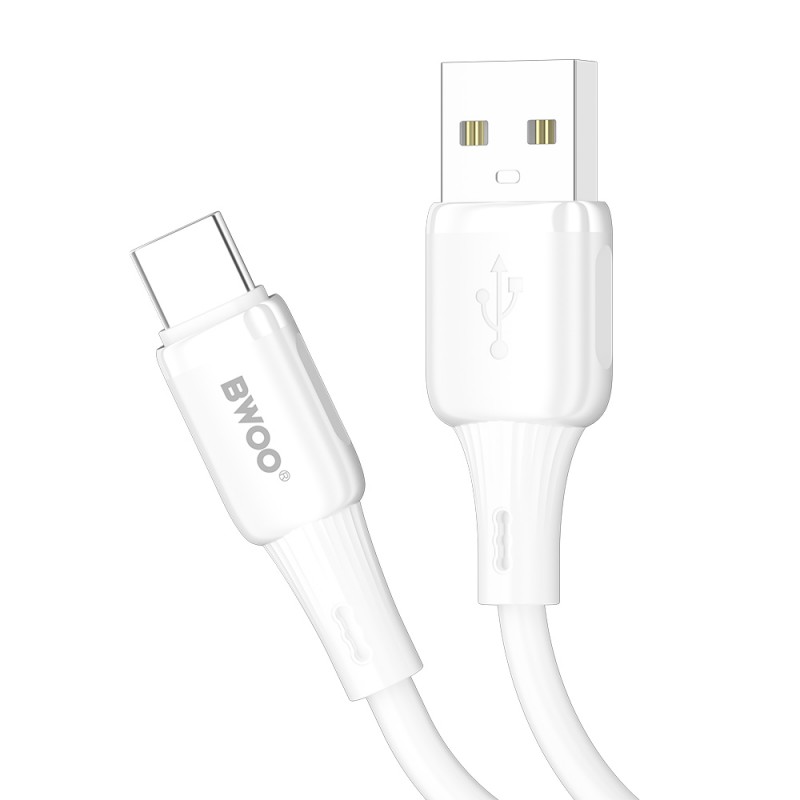 BWOO силиконов кабел 3A X329C USB - USB-C 3A 1m бял