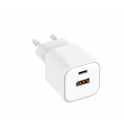 Стенно зарядно Setty USB-A + USB-C 20W LSGaN-AC-200 бяло