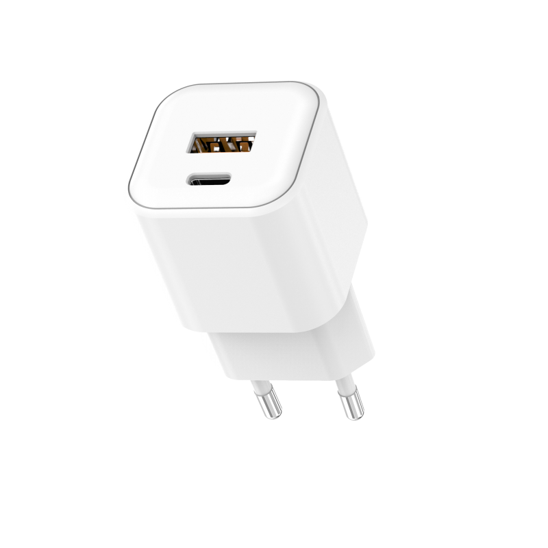 Стенно зарядно Setty USB-A + USB-C 20W LSGaN-AC-200 бяло