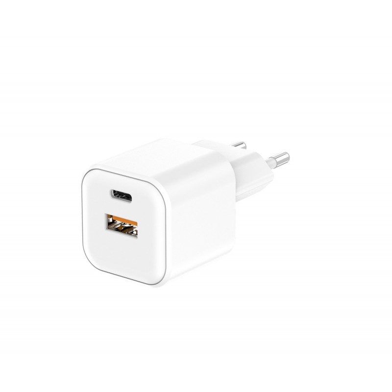 Стенно зарядно Setty USB-A + USB-C 20W LSGaN-AC-200 бяло