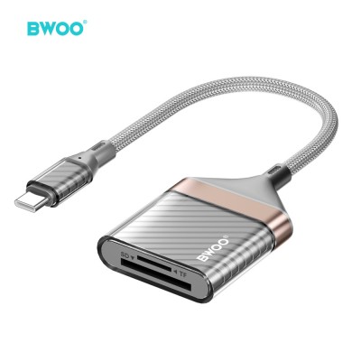 BWOO BZ64 адаптер USB-C - SD/TF карта сив