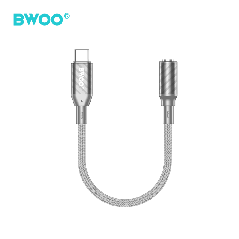 BWOO BZ65 адаптер USB-C - jack 3.5mm сив