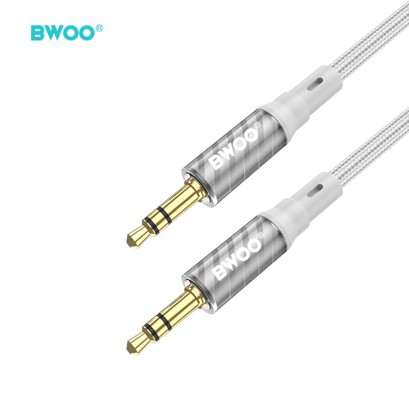 BWOO AUX075 кабел AUX jack 3.5mm - jack 3.5mm audio сив
