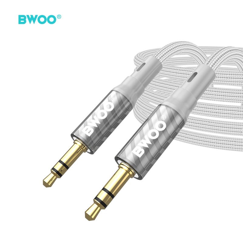 BWOO AUX075 кабел AUX jack 3.5mm - jack 3.5mm audio сив