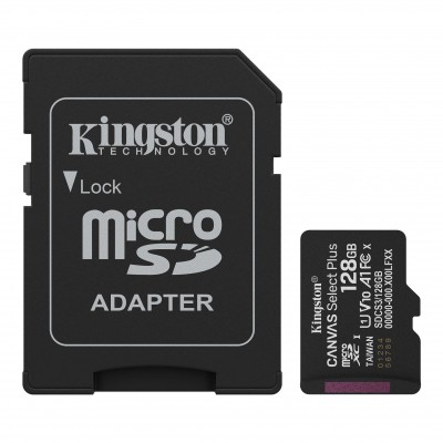 Kingston karta pamięci 128GB microSDXC Canvas Select Plus Gen3 150MB/s A1 Card + Adapter