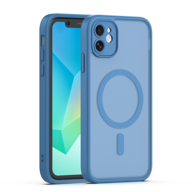 Калъф Mag Matt за iPhone 11, тъмно син, защита на камерата