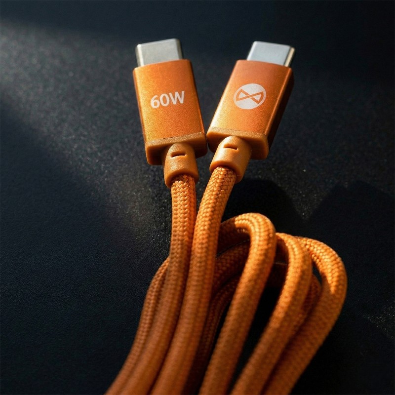 Forever kabel Saffron USB-C - USB-C1,0 m 60W pomarańczowy