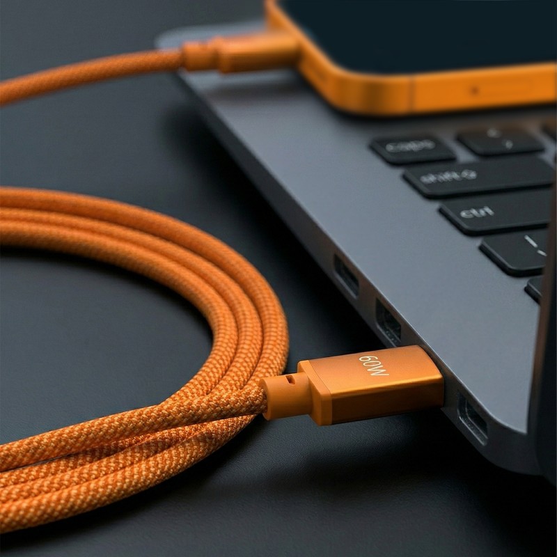 Forever kabel Saffron USB-C - USB-C1,0 m 60W pomarańczowy