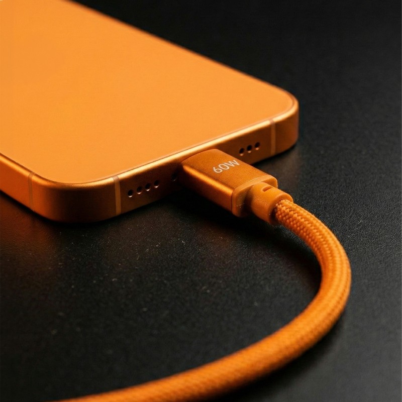 Forever kabel Saffron USB-C - USB-C1,0 m 60W pomarańczowy