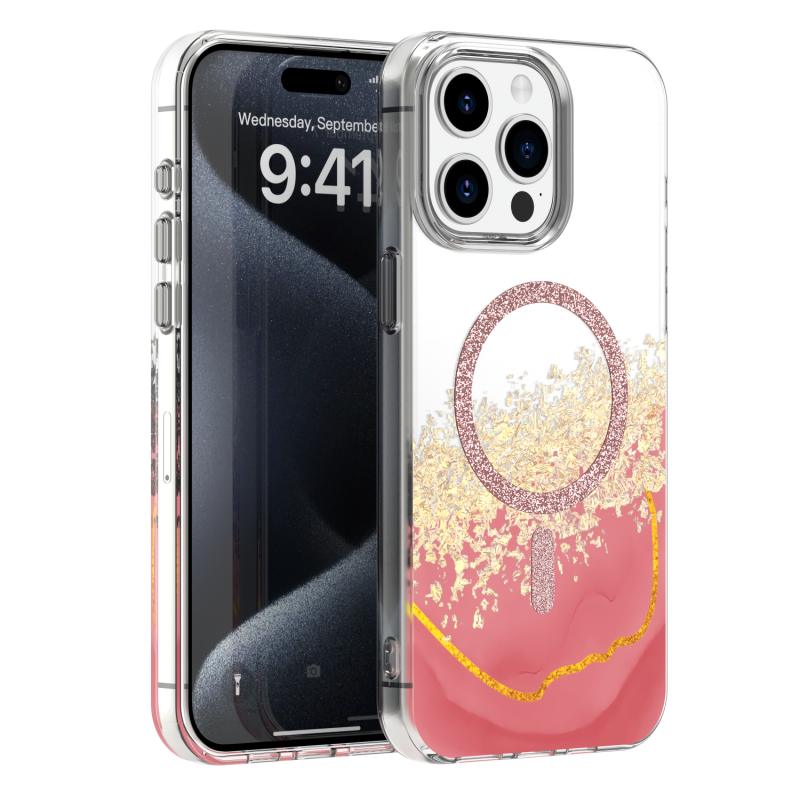 Калъф Epoxy Mag за iPhone 15 Pro 6.1" розов