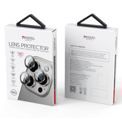 yesido Lens Protector WB52 за iPhone 16 Pro / 16 Pro Max, ЧЕРЕН / ЧЕРЕН