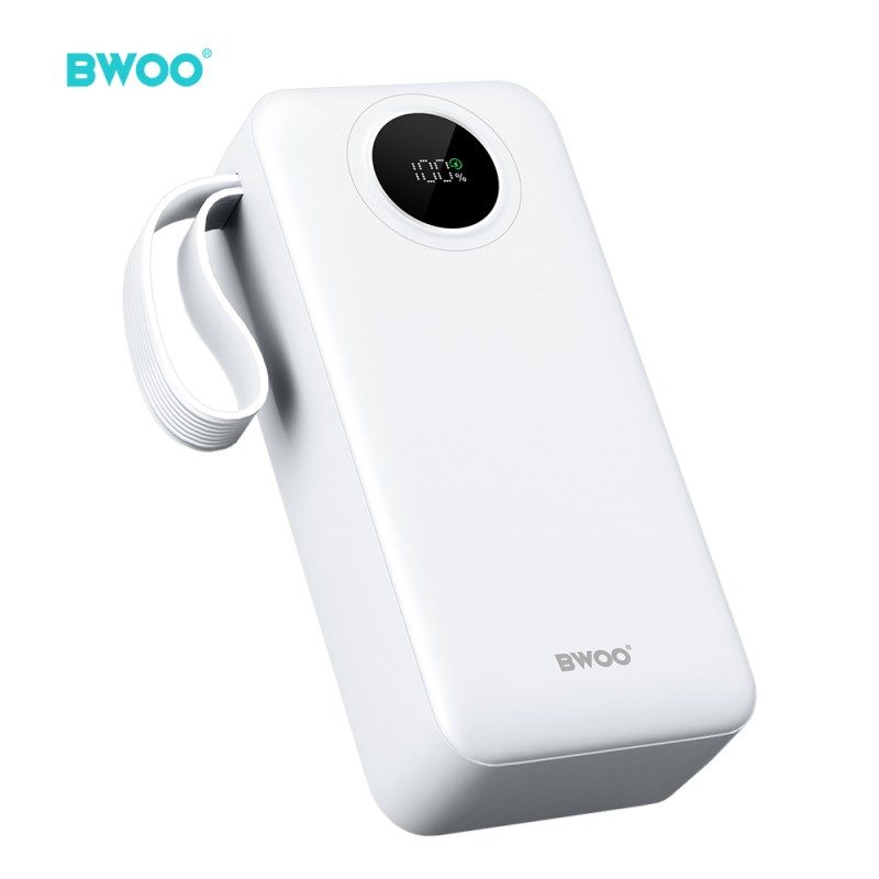 BWOO външна батерия 22,5W 30000 mAh с LCD дисплей бяла