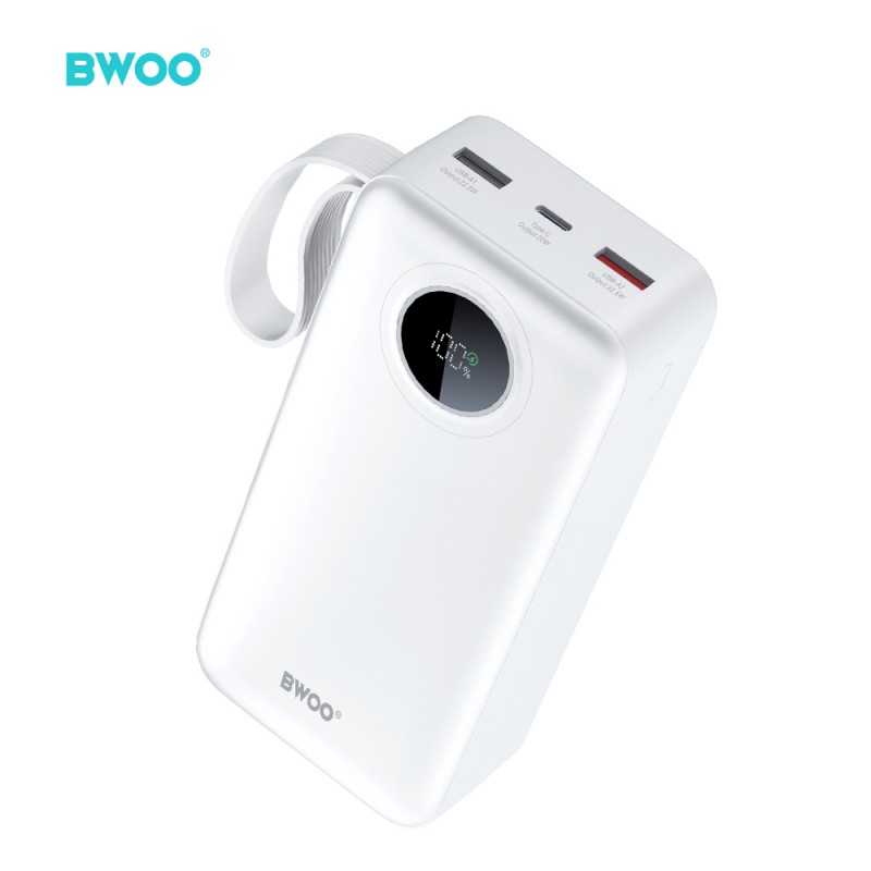 BWOO външна батерия 22,5W 30000 mAh с LCD дисплей бяла