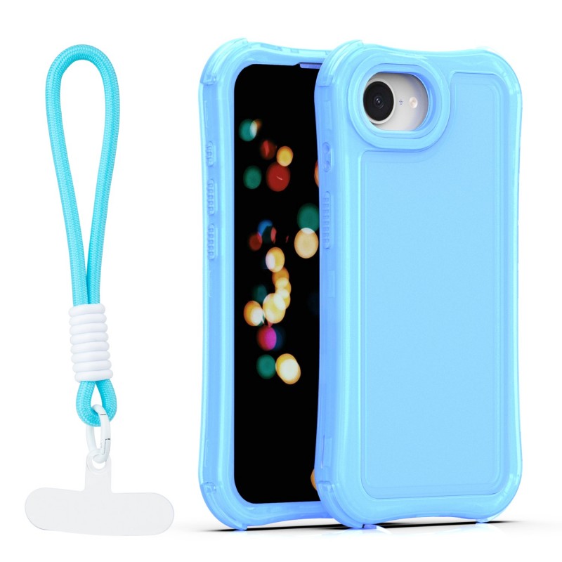 Капак SafePop с ремък за iPhone 16e / 17e, син