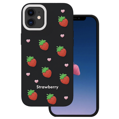 Калъф Strawberry за iPhone 11, черен