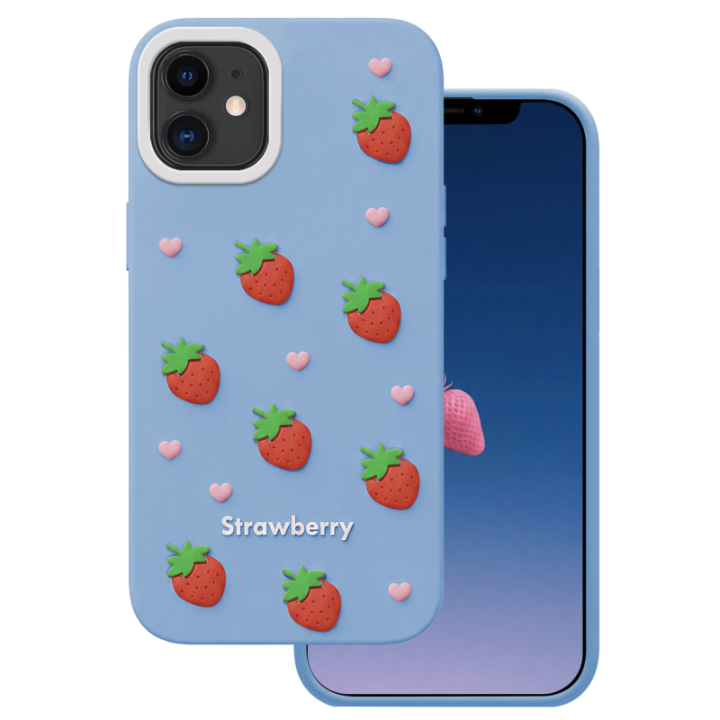 Калъф Strawberry за iPhone 11, син