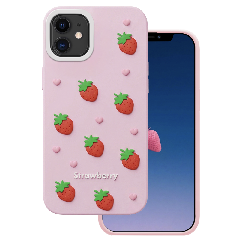 Калъф Strawberry за iPhone 11, розов