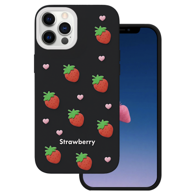 Калъф Strawberry за iPhone 12 / 12 Pro 6.1" черен