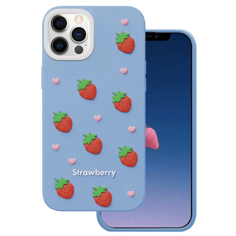 Калъф Strawberry за iPhone 12 / 12 Pro 6.1" син