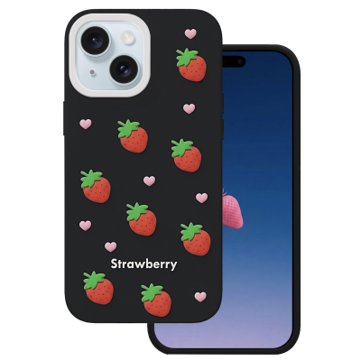 Калъф Strawberry за iPhone 13 / 14 / 15 6.1" черен