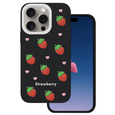 Калъф Strawberry за iPhone 14 Pro / 15 Pro 6.1" черен