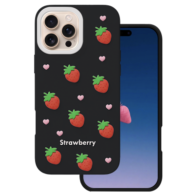 Калъф Strawberry за iPhone 16 Pro 6.3" черен