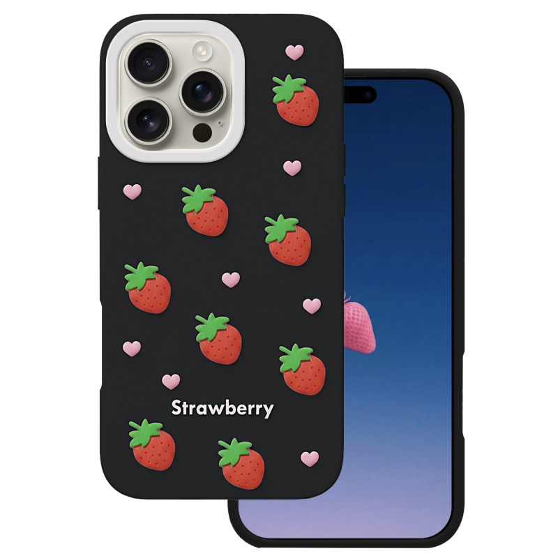 Калъф Strawberry за iPhone 16 Pro Max 6.9" черен