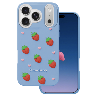 Калъф Strawberry за iPhone 17 Pro Max / 18 Pro Max 6.9'' син