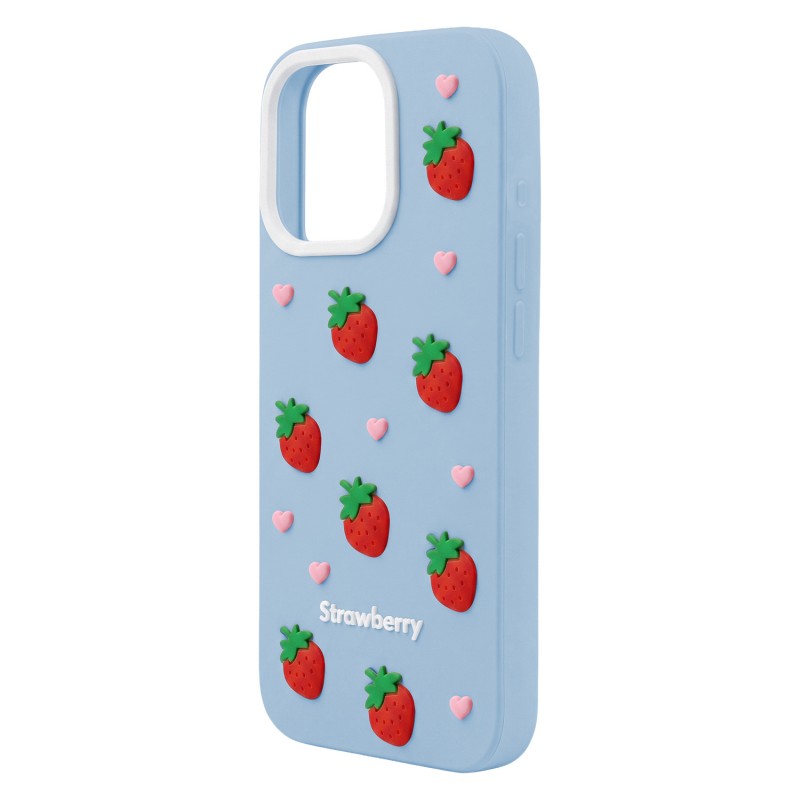 Калъф Strawberry за iPhone 16 Pro 6.3" син