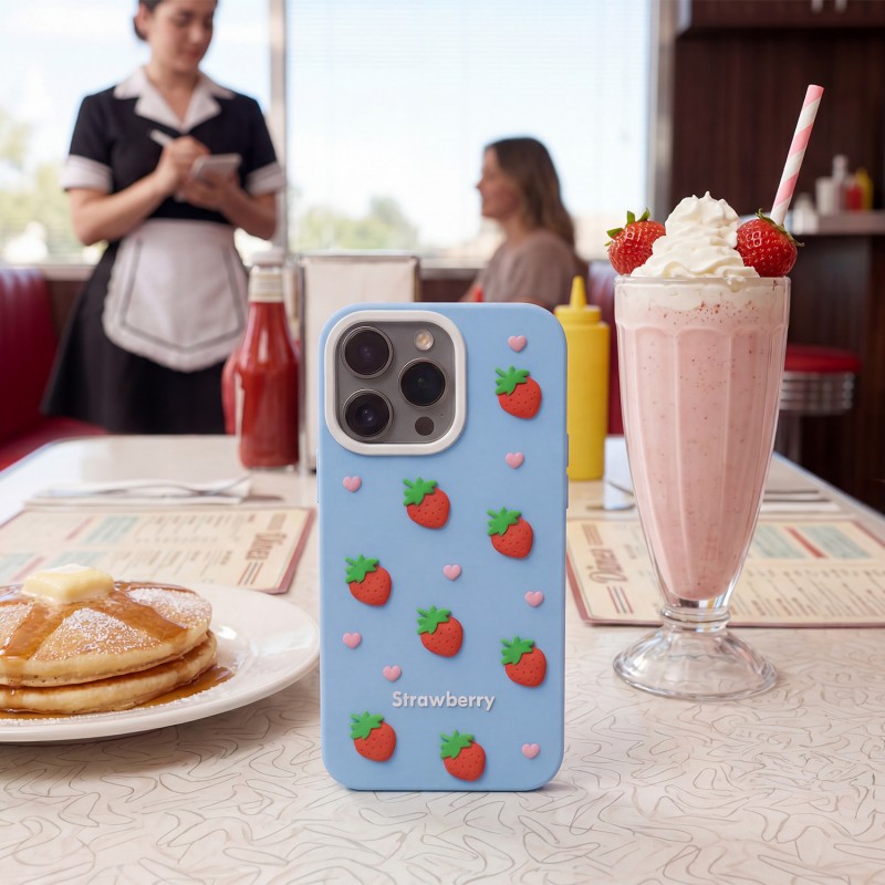 Калъф Strawberry за iPhone 16 Pro 6.3" син