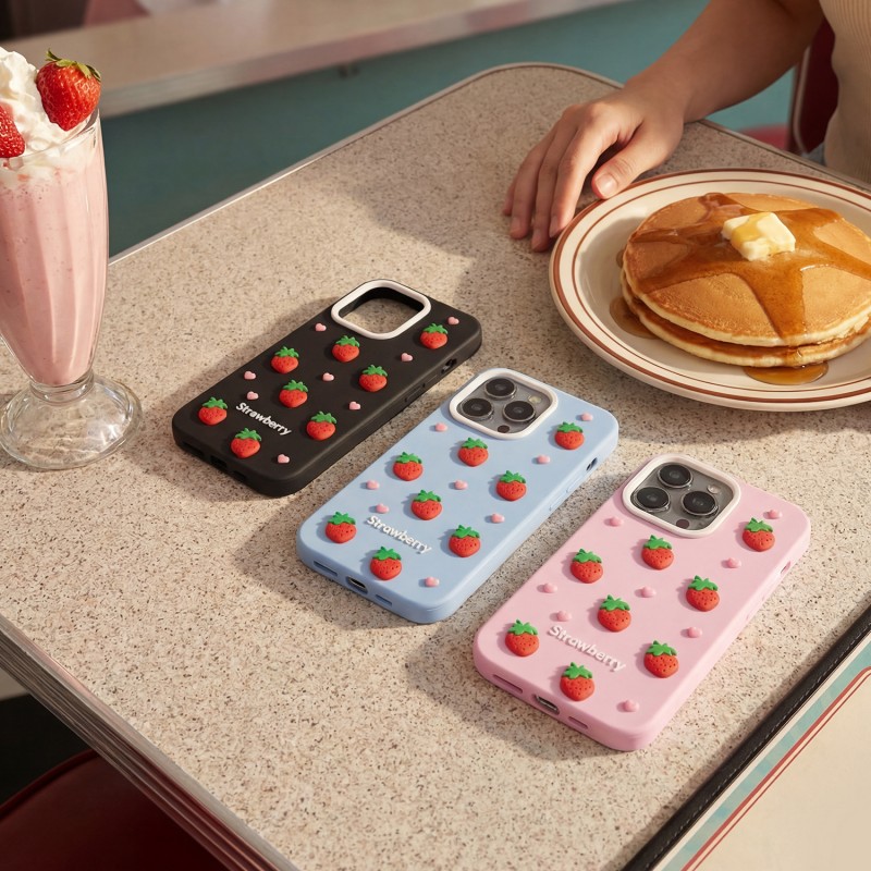 Калъф Strawberry за iPhone 16 Pro 6.3" син
