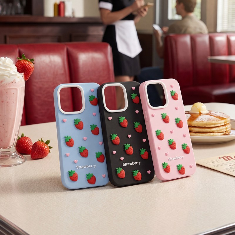 Калъф Strawberry за iPhone 16 Pro 6.3" син