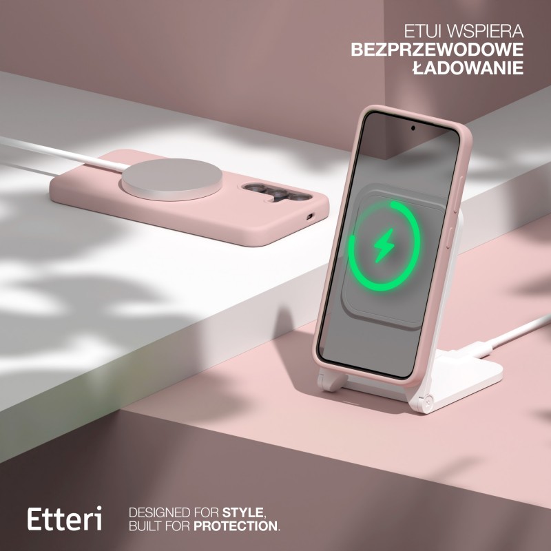 Оверлей Etteri Silicone Mag за Samsung Galaxy S25 Edge, светло розов