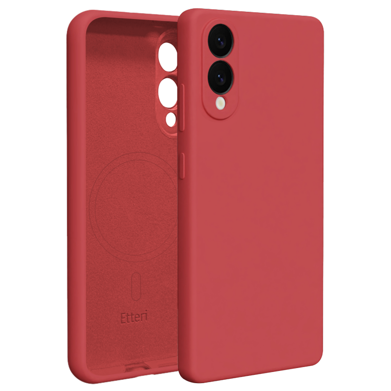 Оверлей Etteri Silicone Mag за Samsung Galaxy S25 Edge, малинов