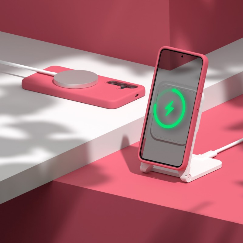 Оверлей Etteri Silicone Mag за Samsung Galaxy S25 Edge, малинов