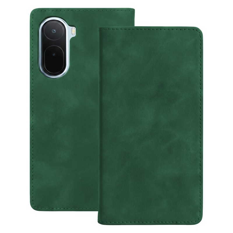 Калъф тип тефтер Smart Suede за Xiaomi Redmi A7 Pro 4G / Redmi A7 Pro 5G зелен