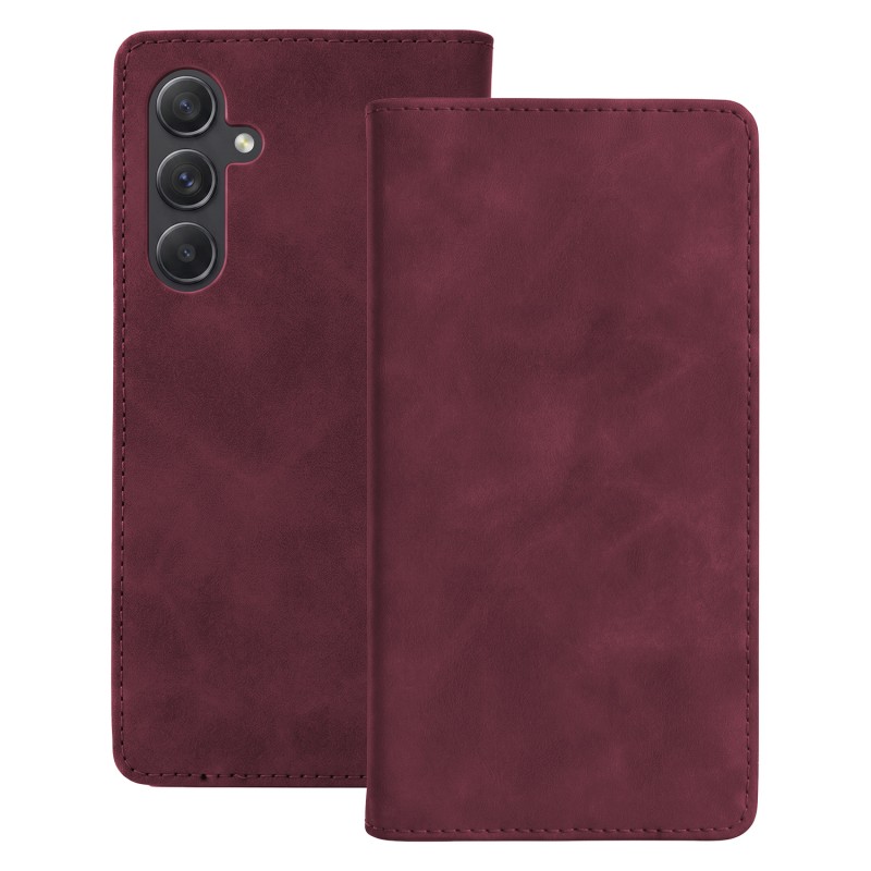 Калъф тип тефтер Smart Suede за Samsung Galaxy A55 5G бордо
