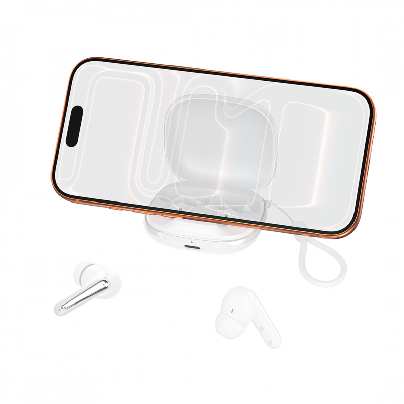 XO Bluetooth слушалки G53 TWS бели ANC + ENC със стойка